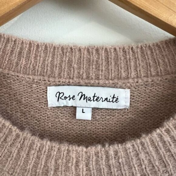 Rose Maternite Women’s Large Tan Long Sleeve Knit Sweater Dress Pregnancy - Picture 5 of 7